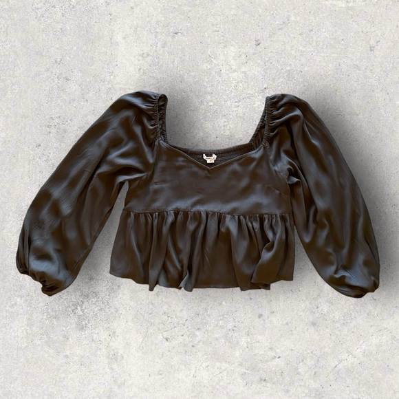 O’Neill Charcoal Grey Peasant Long Sleeve Top Blouse Size M. Great Condition! - Picture 6 of 14